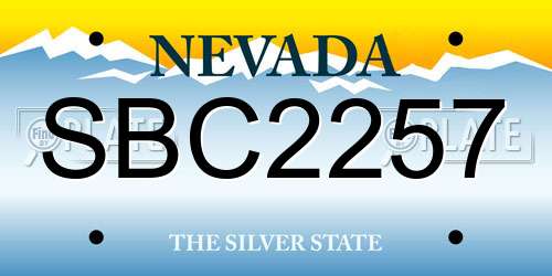SBC2257 Nevada License Plate