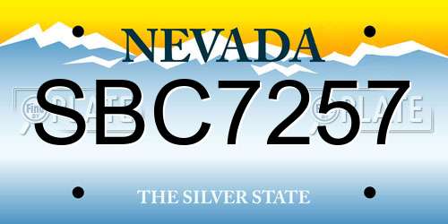 SBC7257 Nevada License Plate