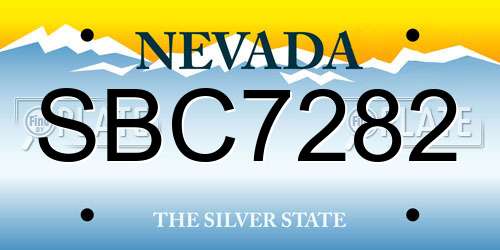 SBC7282 Nevada License Plate