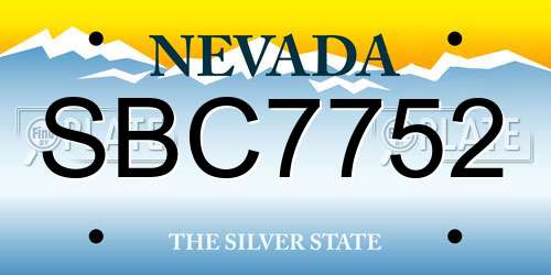 SBC7752 Nevada License Plate