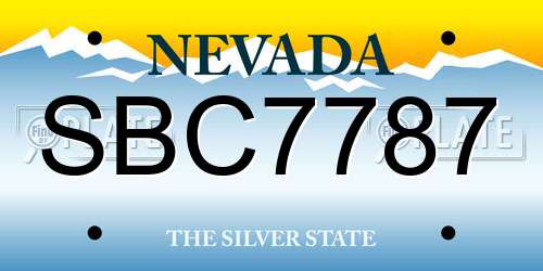 SBC7787 Nevada License Plate