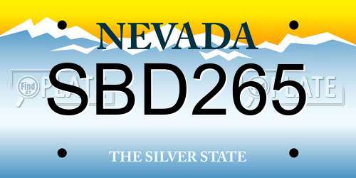 SBD265 Nevada License Plate