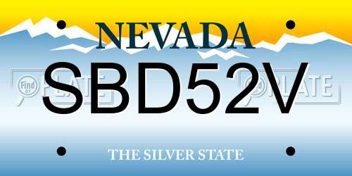 SBD52V Nevada License Plate