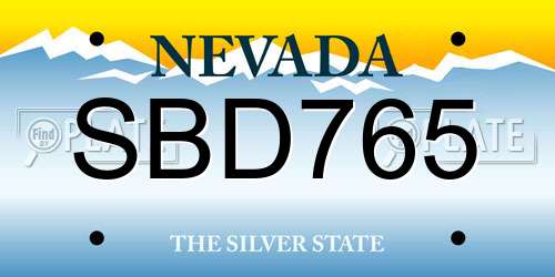 SBD765 Nevada License Plate