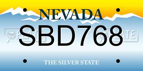SBD768 Nevada License Plate