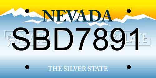 SBD7891 Nevada License Plate