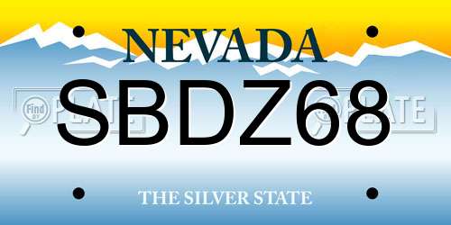 SBDZ68 Nevada License Plate