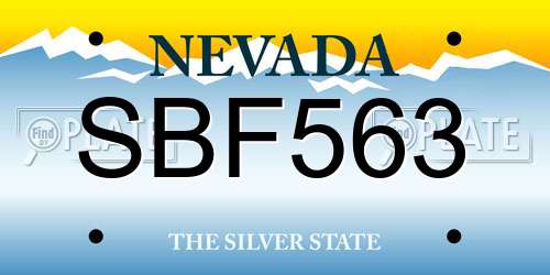 SBF563 Nevada License Plate
