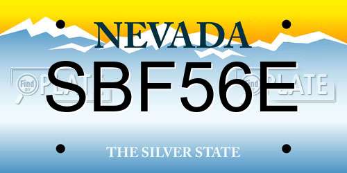SBF56E Nevada License Plate