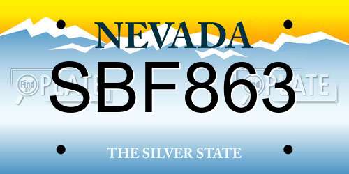 SBF863 Nevada License Plate