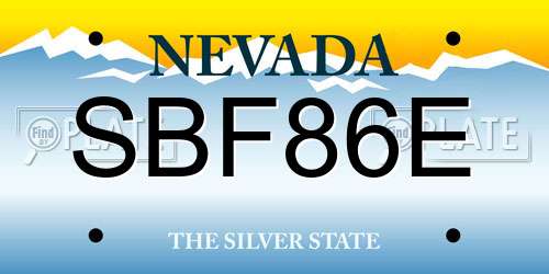 SBF86E Nevada License Plate