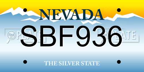 SBF936 Nevada License Plate