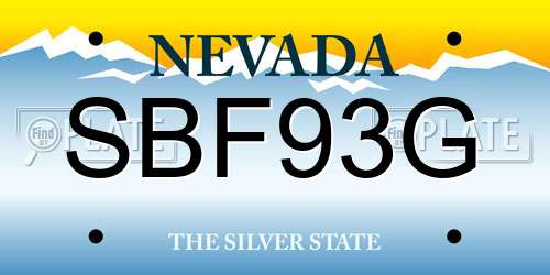 SBF93G Nevada License Plate
