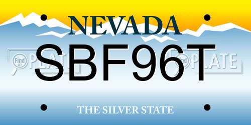 SBF96T Nevada License Plate