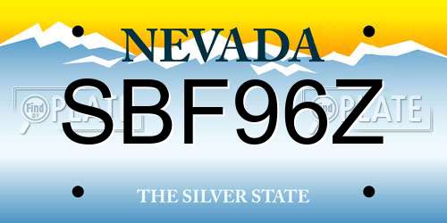 SBF96Z Nevada License Plate