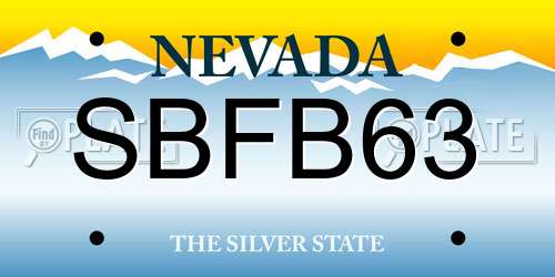 SBFB63 Nevada License Plate
