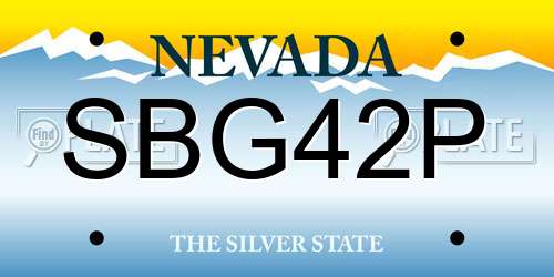 SBG42P Nevada License Plate