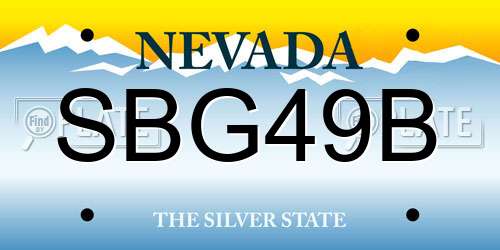 SBG49B Nevada License Plate