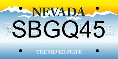SBGQ45 Nevada License Plate