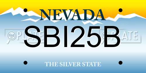 SBI25B Nevada License Plate