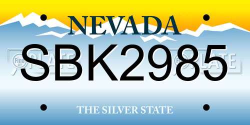 SBK2985 Nevada License Plate
