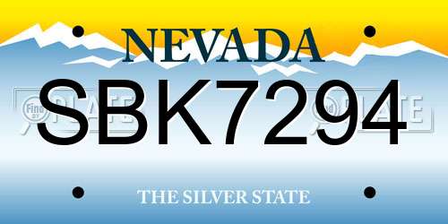 SBK7294 Nevada License Plate