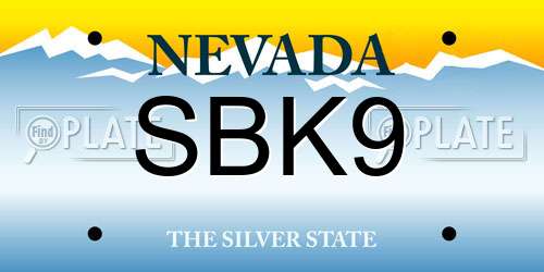SBK9 Nevada License Plate