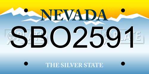 SBO2591 Nevada License Plate