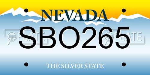 SBO265 Nevada License Plate