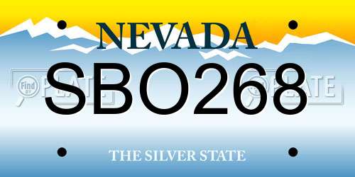 SBO268 Nevada License Plate