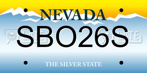 SBO26S Nevada License Plate