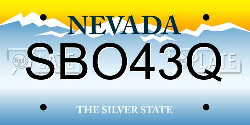 SBO43Q Nevada License Plate