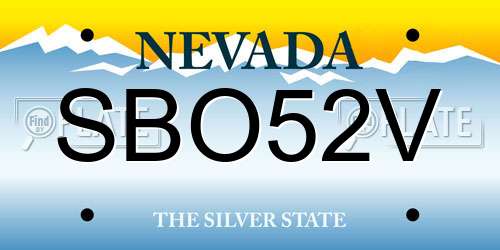 SBO52V Nevada License Plate