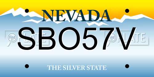 SBO57V Nevada License Plate