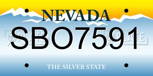 SBO7591 Nevada License Plate