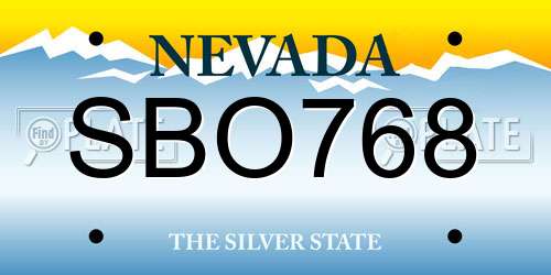 SBO768 Nevada License Plate