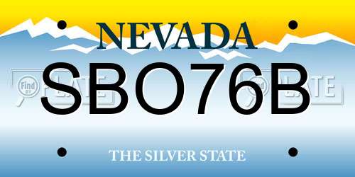 SBO76B Nevada License Plate
