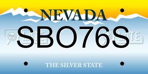SBO76S Nevada License Plate