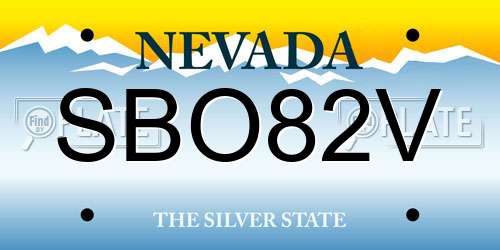 SBO82V Nevada License Plate