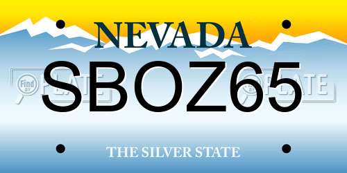 SBOZ65 Nevada License Plate