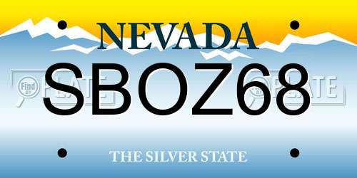 SBOZ68 Nevada License Plate