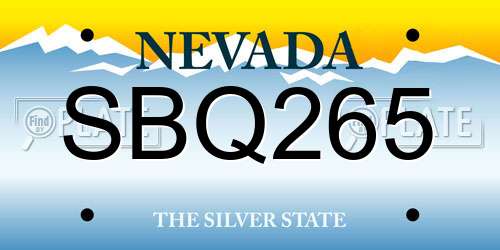 SBQ265 Nevada License Plate
