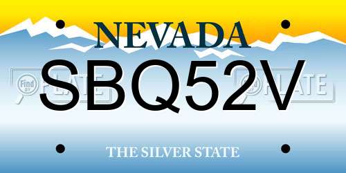 SBQ52V Nevada License Plate