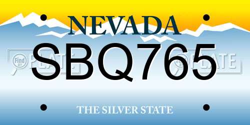 SBQ765 Nevada License Plate