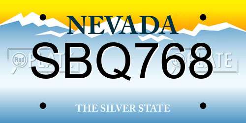 SBQ768 Nevada License Plate