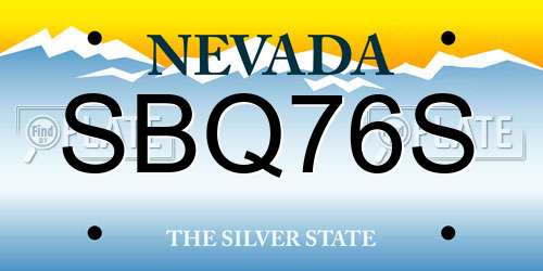 SBQ76S Nevada License Plate