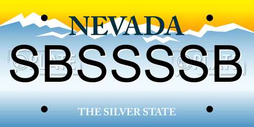 SBSSSSB Nevada License Plate