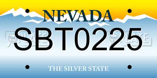 SBT0225 Nevada License Plate