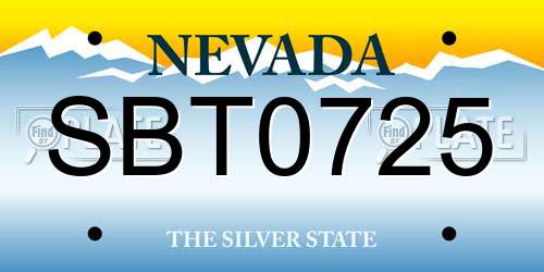 SBT0725 Nevada License Plate