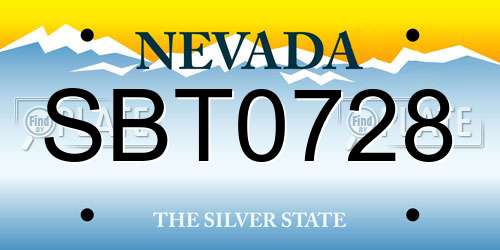SBT0728 Nevada License Plate